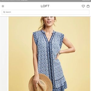 Loft Blue and White Dress Size XS